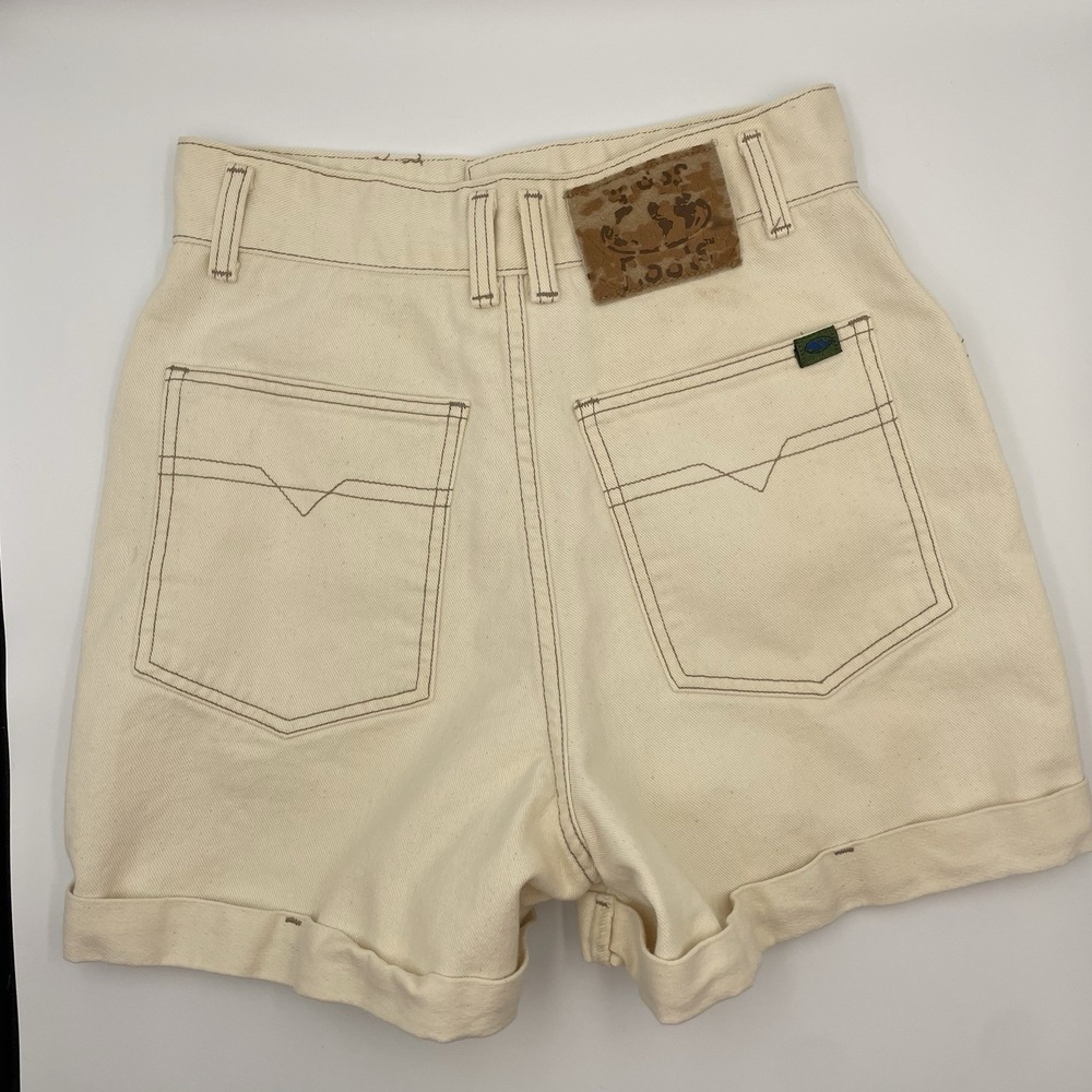GRASS ROOTS Women Ivory Denim Shorts Sz 5/6 100% Cotton High Rise Roll Hem USA - Picture 4 of 16